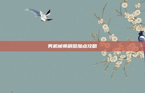 男机械师刷图加点攻略