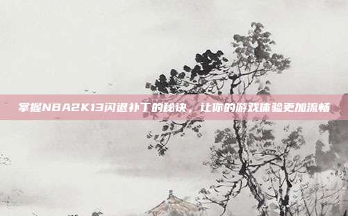 掌握NBA2K13闪退补丁的秘诀，让你的游戏体验更加流畅