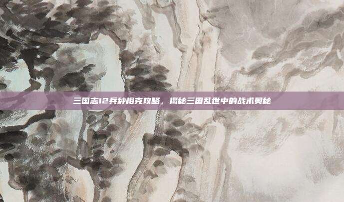 三国志12兵种相克攻略，揭秘三国乱世中的战术奥秘