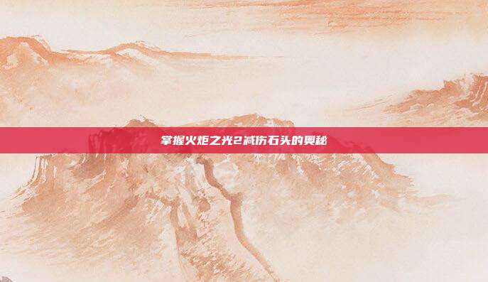 掌握火炬之光2减伤石头的奥秘