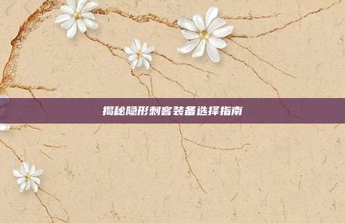 揭秘隐形刺客装备选择指南