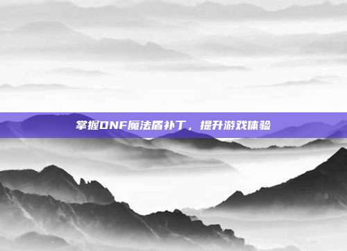 掌握DNF魔法盾补丁,提升游戏体验