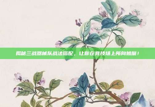 揭秘三战器械队战法搭配,让你在竞技场上所向披靡!