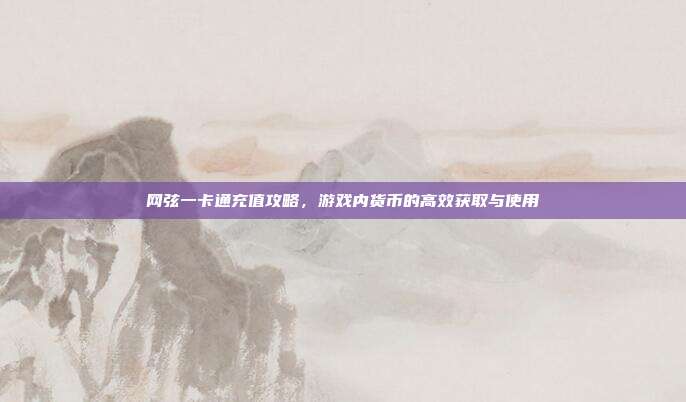 网弦一卡通充值攻略，游戏内货币的高效获取与使用