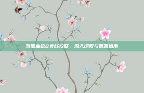 暗黑血统2支线攻略,深入探索与策略指南