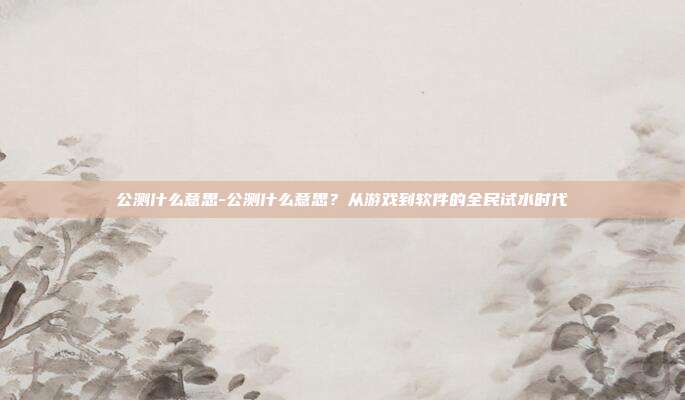 公测什么意思-公测什么意思？从游戏到软件的全民试水时代