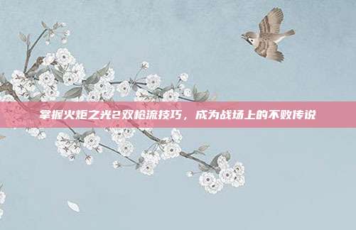 掌握火炬之光2双枪流技巧,成为战场上的不败传说