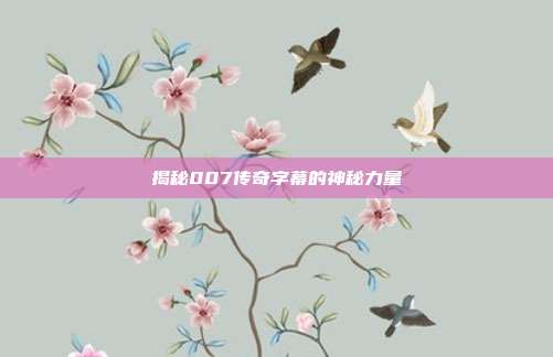 揭秘007传奇字幕的神秘力量