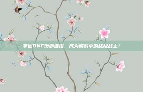 掌握DNF街霸连招，成为游戏中的终极战士！