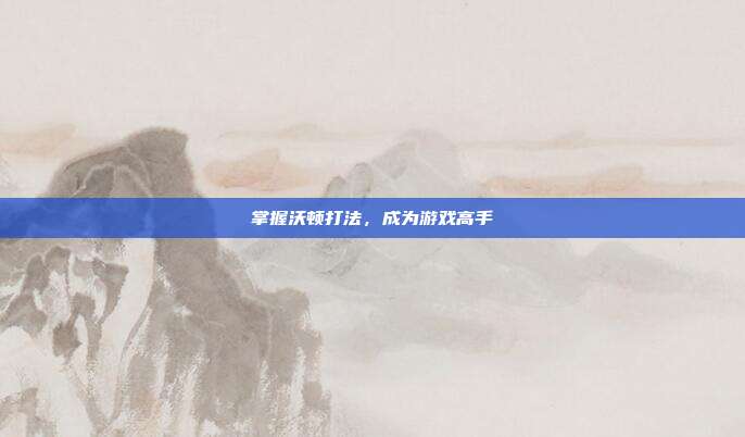 掌握沃顿打法,成为游戏高手
