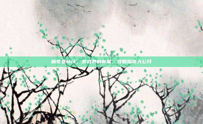杨京亚Mik,游戏界的新星,攻略指南大公开