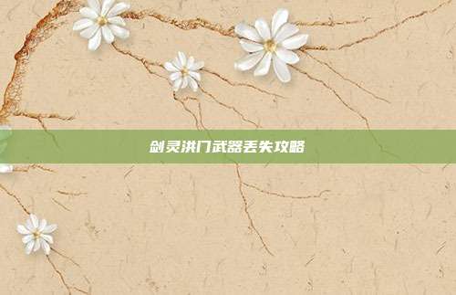 剑灵洪门武器丢失攻略