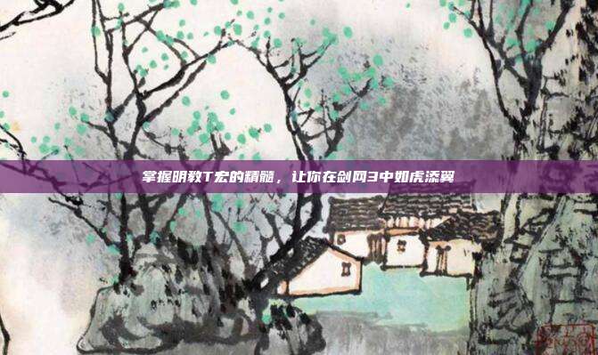 掌握明教T宏的精髓,让你在剑网3中如虎添翼