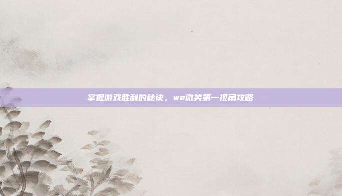 掌握游戏胜利的秘诀,we微笑第一视角攻略