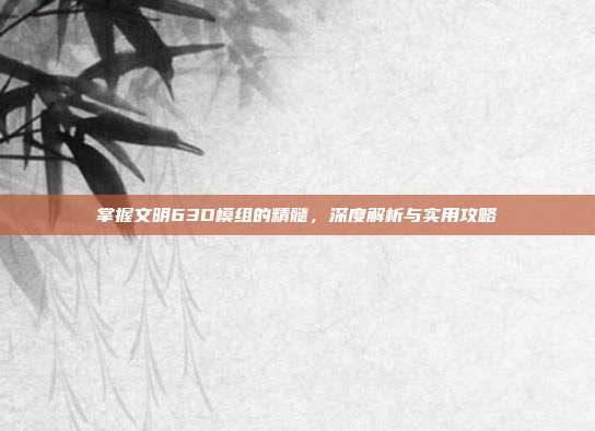 掌握文明63D模组的精髓,深度解析与实用攻略