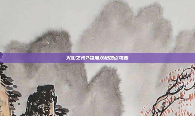 火炬之光2物理双枪加点攻略