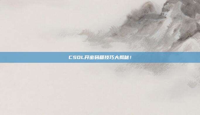 CSOL开密码箱技巧大揭秘!
