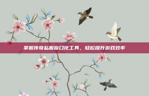 掌握传奇私服窗口化工具,轻松提升游戏效率