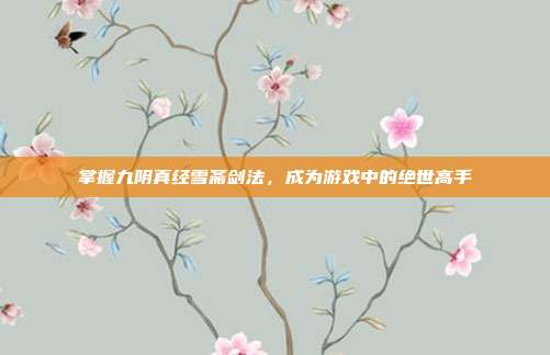 掌握九阴真经雪斋剑法,成为游戏中的绝世高手