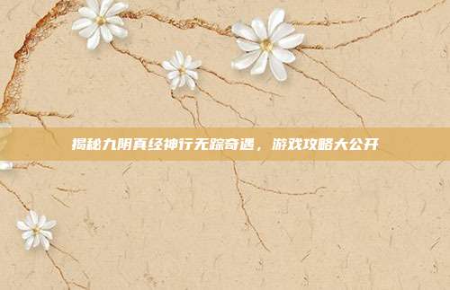 揭秘九阴真经神行无踪奇遇，游戏攻略大公开