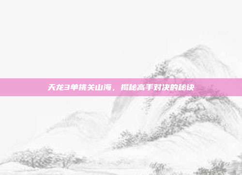 天龙3单挑关山海,揭秘高手对决的秘诀