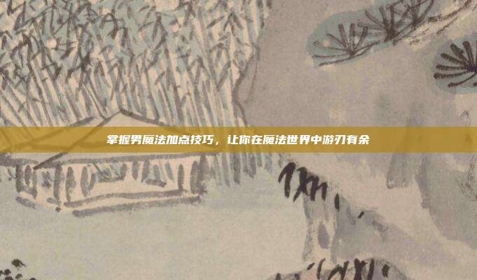 掌握男魔法加点技巧,让你在魔法世界中游刃有余