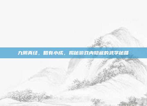 九阴真经,略有小成,揭秘游戏内隐藏的武学秘籍