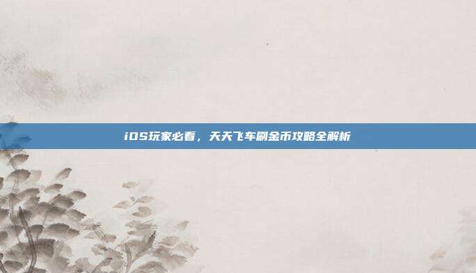 iOS玩家必看,天天飞车刷金币攻略全解析