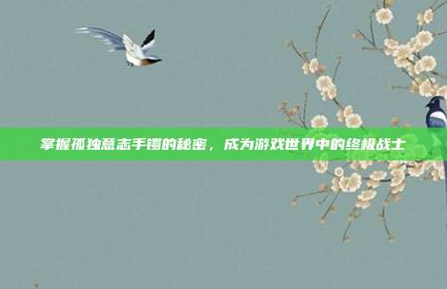 掌握孤独意志手镯的秘密,成为游戏世界中的终极战士