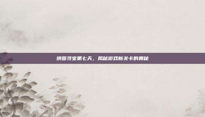 拼图寻宝第七天,揭秘游戏新关卡的奥秘