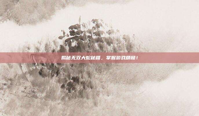 揭秘无双大蛇秘籍,掌握游戏精髓!