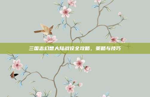 三国志幻想大陆战役全攻略,策略与技巧