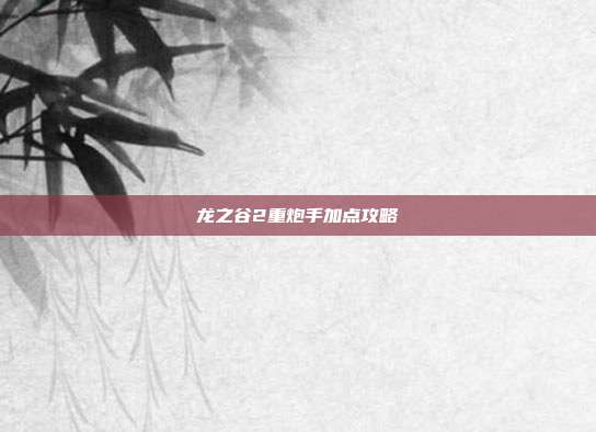 龙之谷2重炮手加点攻略