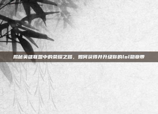 揭秘英雄联盟中的荣耀之路,如何获得并升级你的lol勋章带