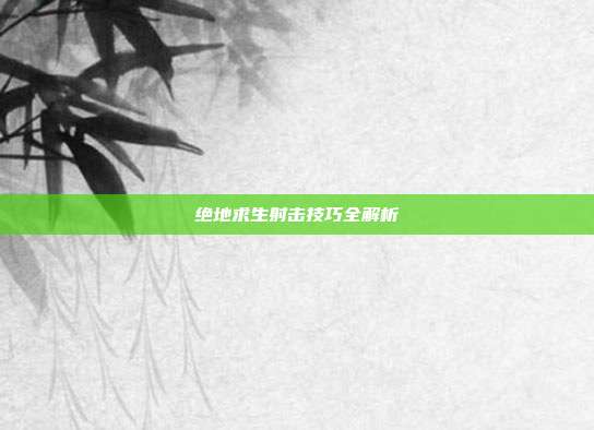 绝地求生射击技巧全解析
