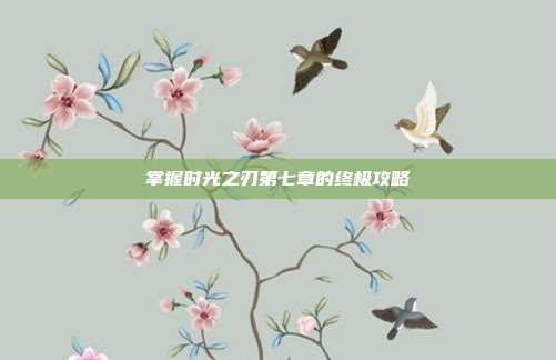 掌握时光之刃第七章的终极攻略