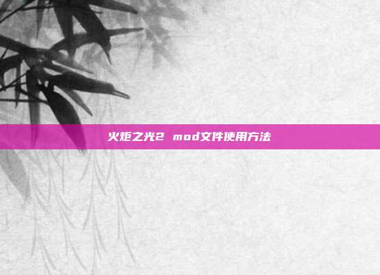 火炬之光2 mod文件使用方法