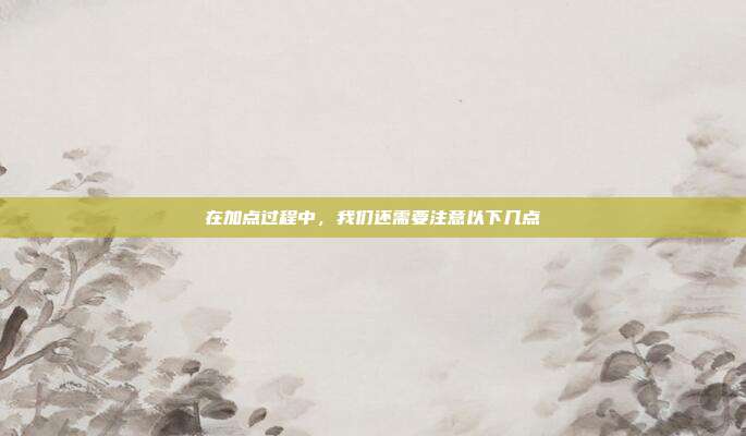 在加点过程中,我们还需要注意以下几点