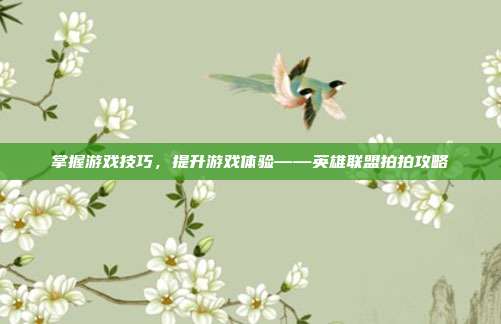 掌握游戏技巧,提升游戏体验——英雄联盟拍拍攻略