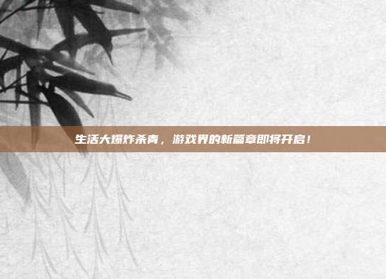 生活大爆炸杀青，游戏界的新篇章即将开启！