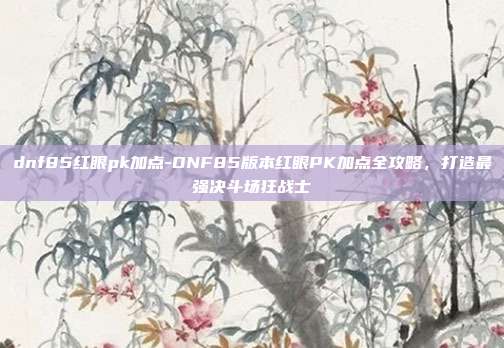 dnf85红眼pk加点-DNF85版本红眼PK加点全攻略，打造最强决斗场狂战士