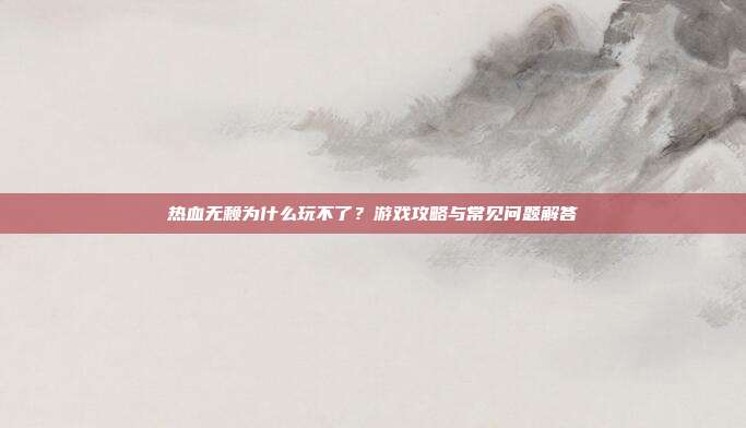 热血无赖为什么玩不了?游戏攻略与常见问题解答