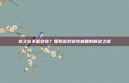 龙之谷不能安装?探索游戏安装难题的解决之道