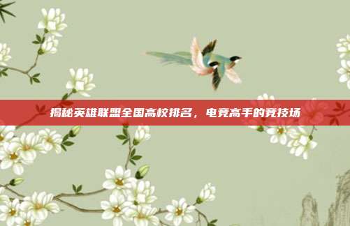 揭秘英雄联盟全国高校排名，电竞高手的竞技场