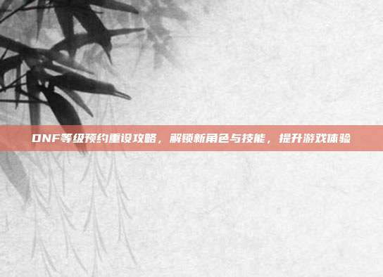 DNF等级预约重设攻略，解锁新角色与技能，提升游戏体验