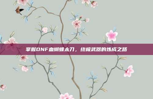掌握DNF血蝴蝶太刀,终极武器的炼成之路