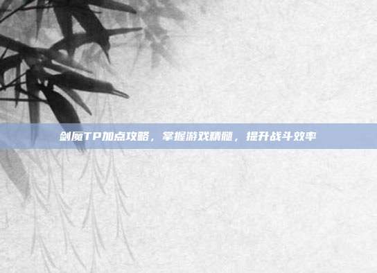 剑魔TP加点攻略，掌握游戏精髓，提升战斗效率