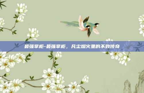 最强掌柜-最强掌柜，凡尘烟火里的不败传奇