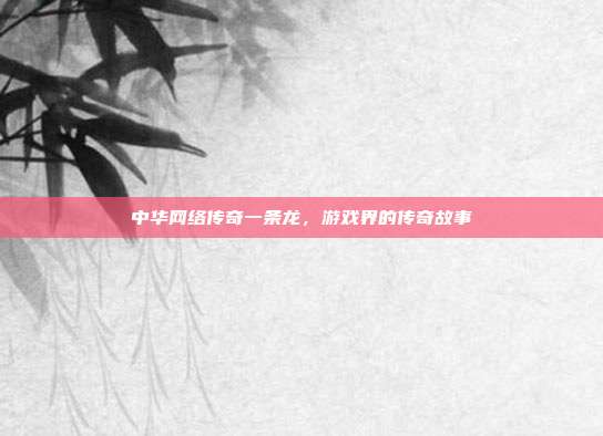 中华网络传奇一条龙,游戏界的传奇故事