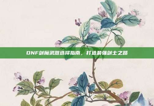 DNF剑魔武器选择指南,打造最强剑士之路